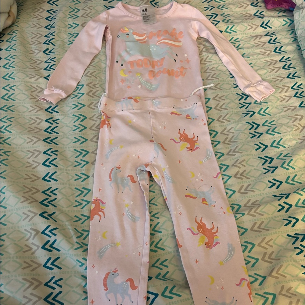 H&M Pink Unicorn Kids Pajama Set